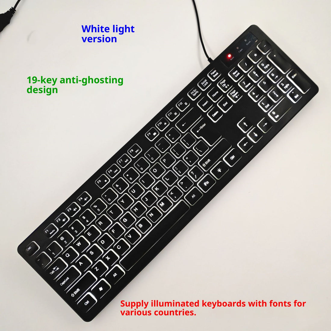 Wired USB Backlit Keyboard with Multi-Language Layouts