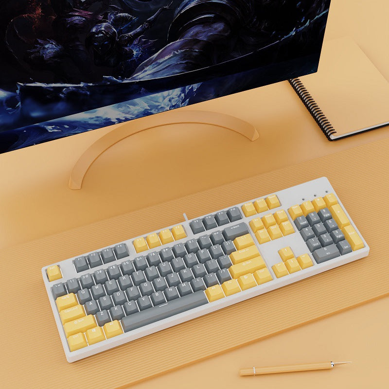 Wired Two-Color Mechanical Keyboard with Hot-Swappable Switches