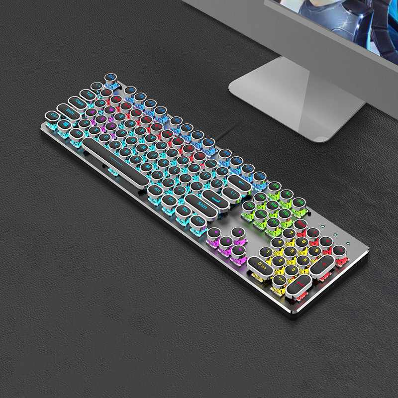 Steampunk 87-Key Wired Mechanical Keyboard and Mouse Set for Desktop and Laptop