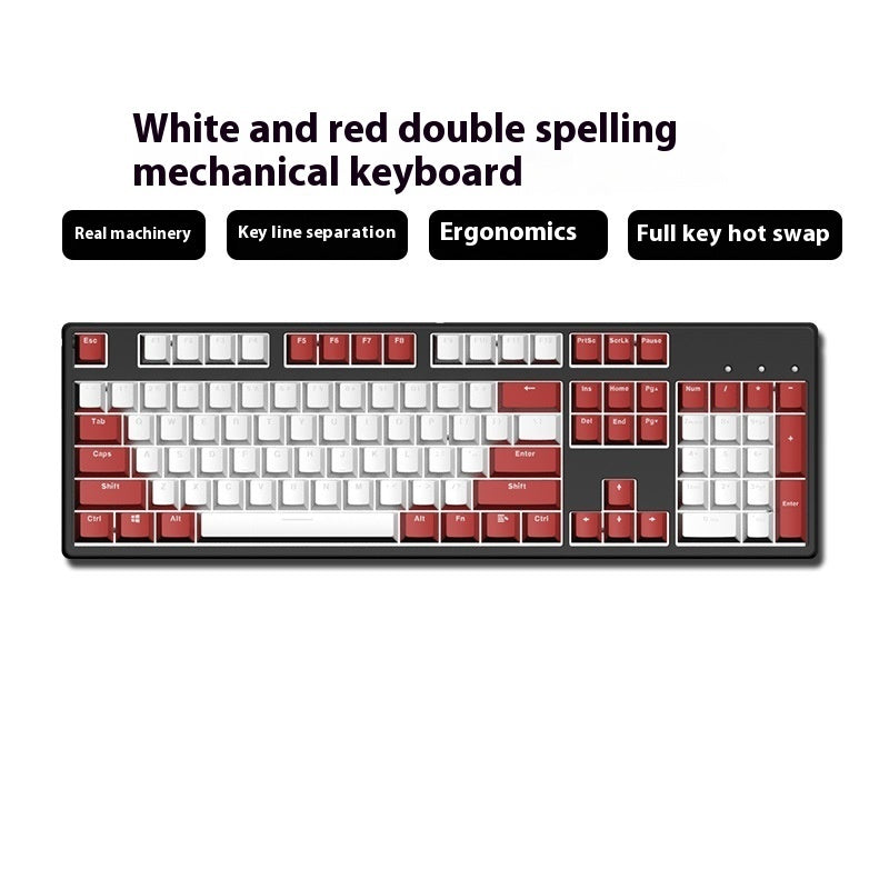 Wired Two-Color Mechanical Keyboard with Hot-Swappable Switches