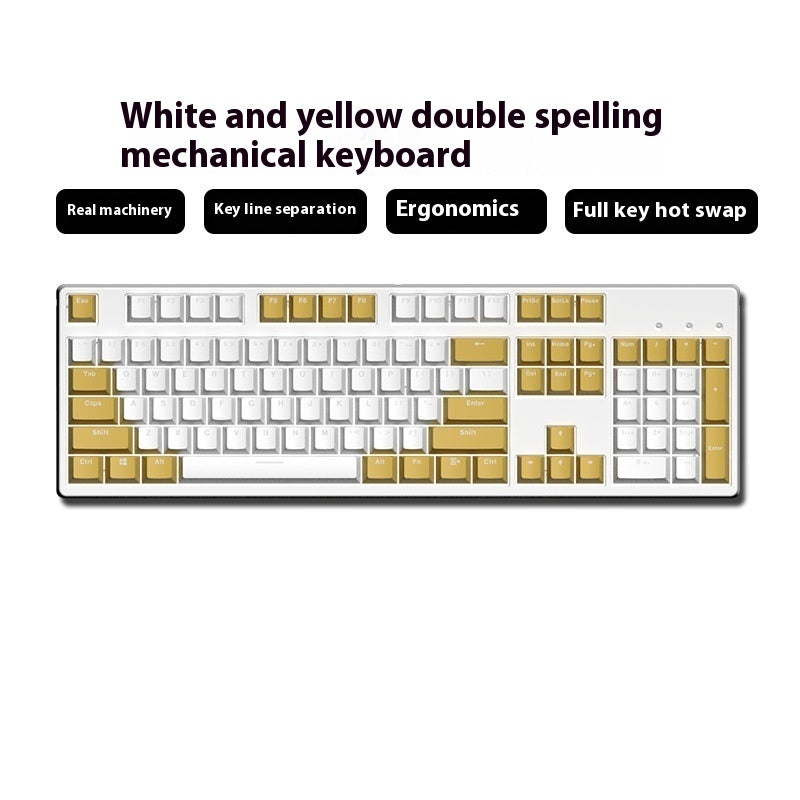 Wired Two-Color Mechanical Keyboard with Hot-Swappable Switches