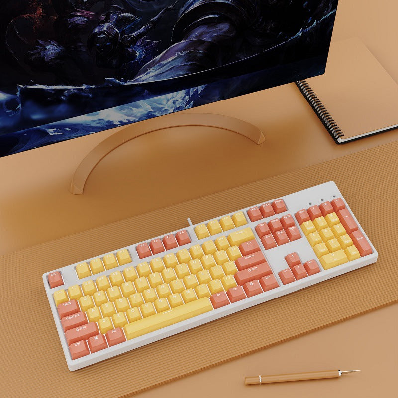 Wired Two-Color Mechanical Keyboard with Hot-Swappable Switches