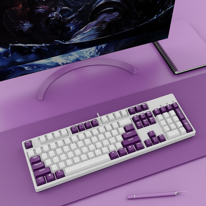 Wired Two-Color Mechanical Keyboard with Hot-Swappable Switches