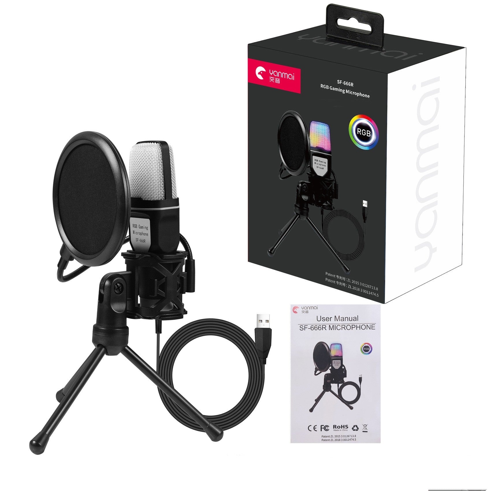 Full RGB Capacitor Gaming Microphone for PC and Desktop