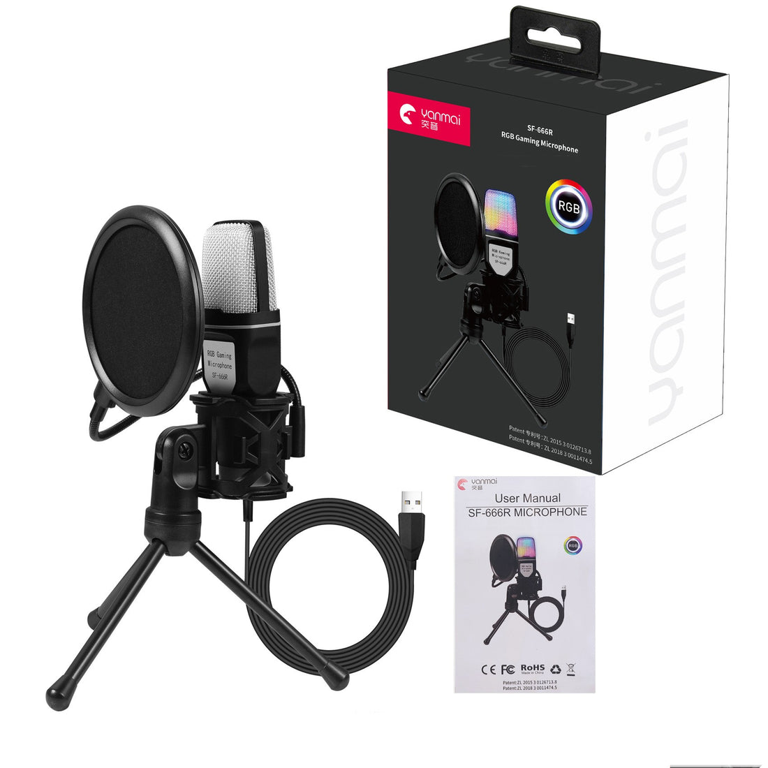 Full RGB Capacitor Gaming Microphone for PC and Desktop