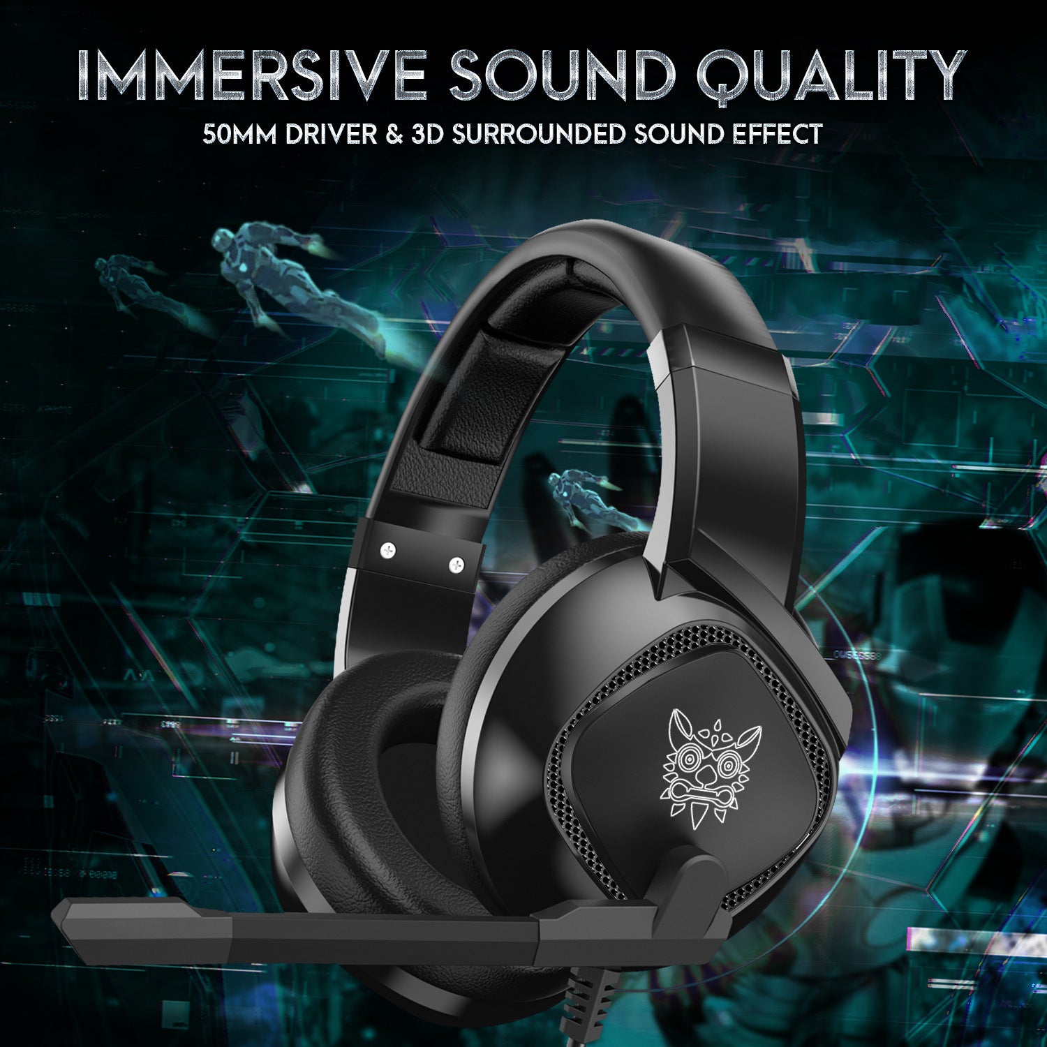 Gaming Over Ear Headset for Xbox One PS4 with RGB and Noise Cancelling Mic