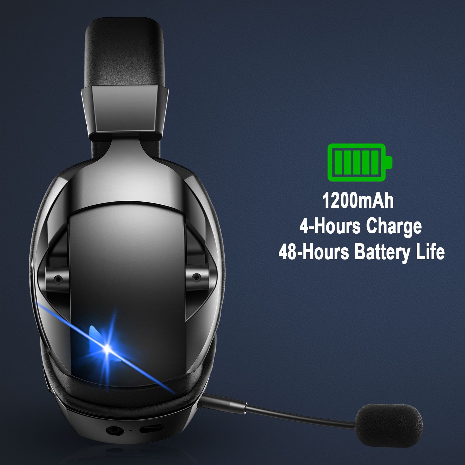 Over Ear Bluetooth Headphones with Wireless Mic 2.4G Dual Mode for Gaming