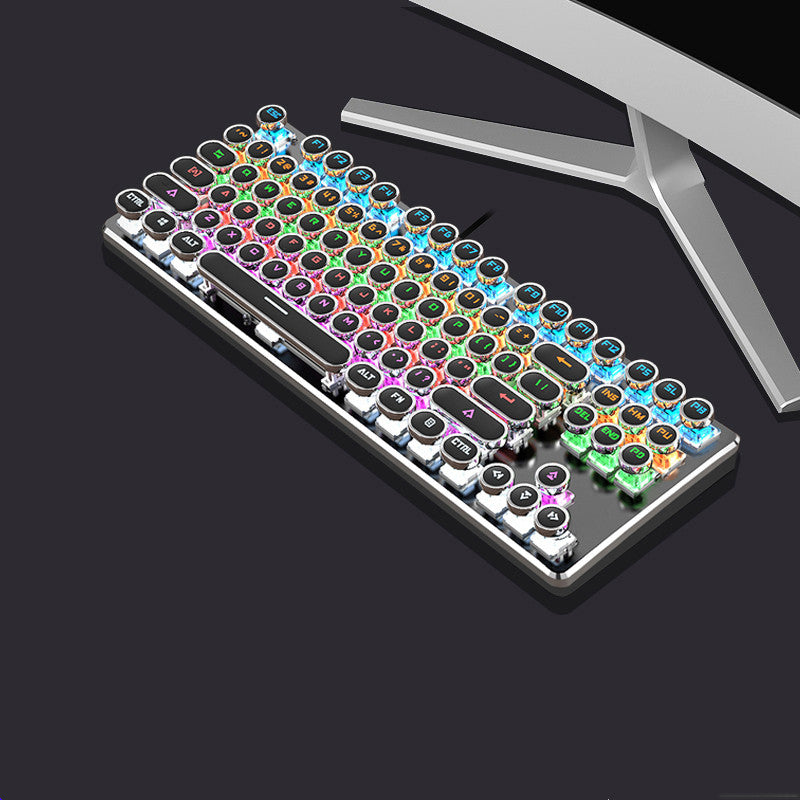 Steampunk 87-Key Wired Mechanical Keyboard and Mouse Set for Desktop and Laptop