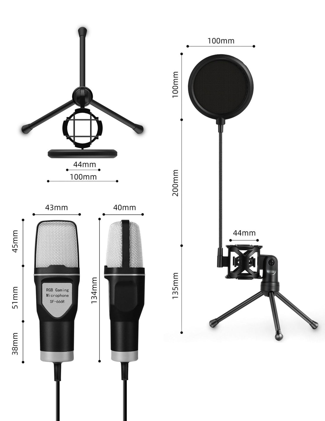 Full RGB Capacitor Gaming Microphone for PC and Desktop