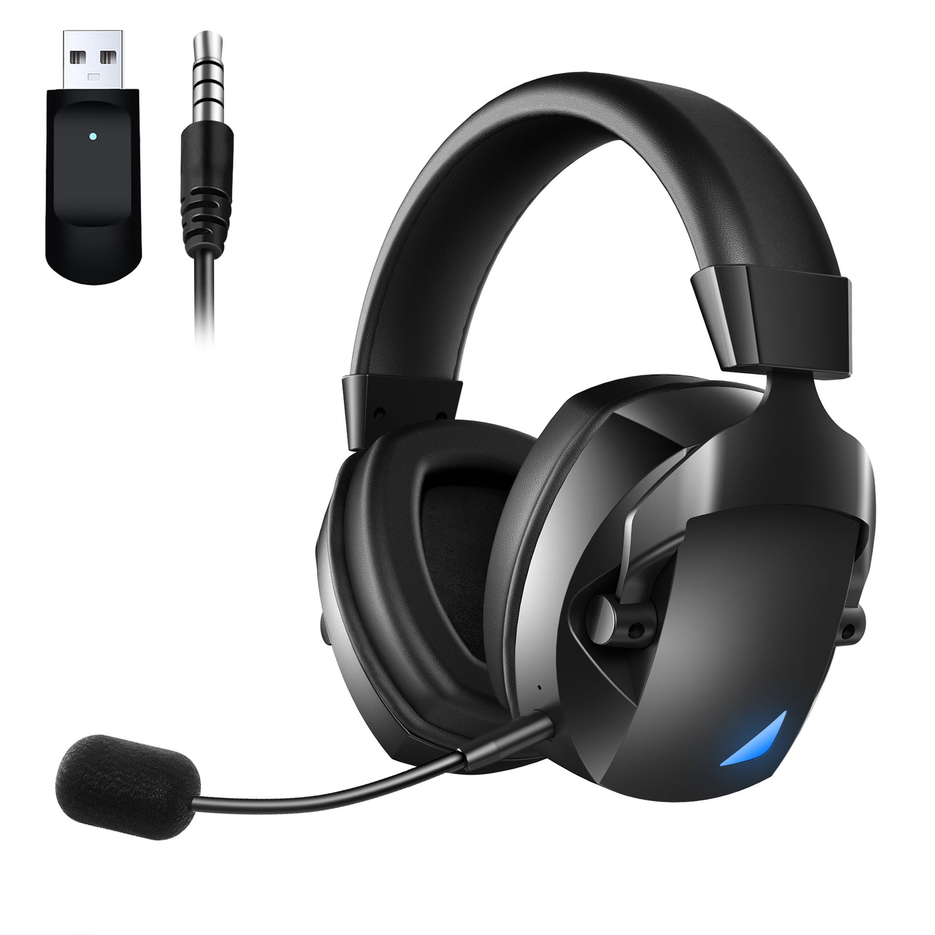 Over Ear Bluetooth Headphones with Wireless Mic 2.4G Dual Mode for Gaming