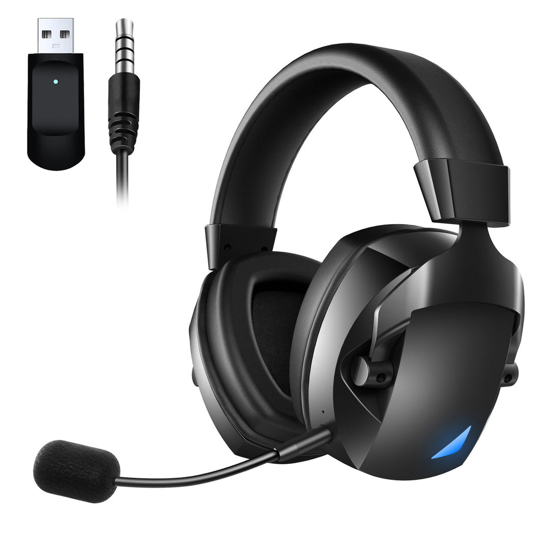 Over Ear Bluetooth Headphones with Wireless Mic 2.4G Dual Mode for Gaming