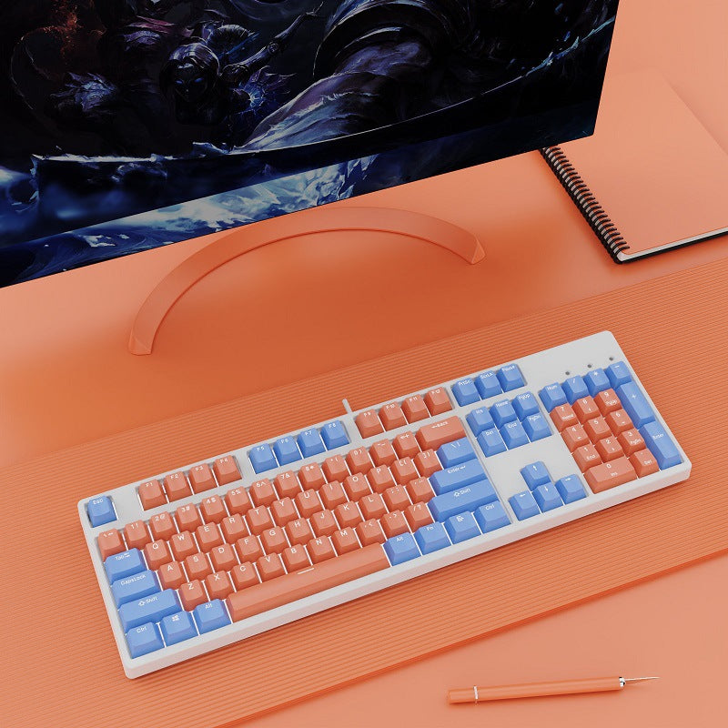 Wired Two-Color Mechanical Keyboard with Hot-Swappable Switches