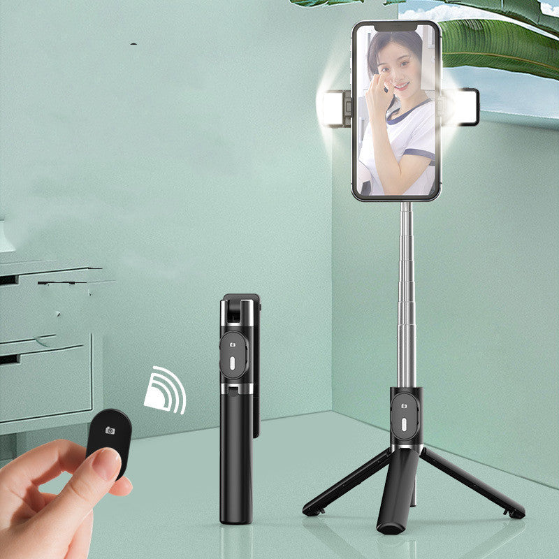 Bluetooth LED Fill Light Selfie Stick with Integrated Tripod for Apple