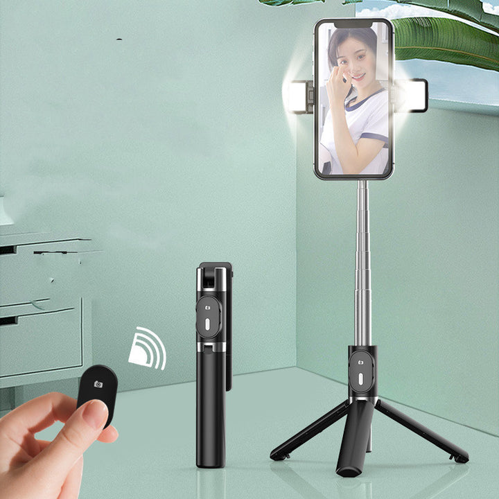 Bluetooth LED Fill Light Selfie Stick with Integrated Tripod for Apple