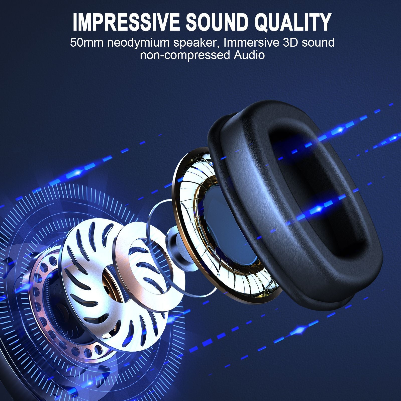 Over Ear Bluetooth Headphones with Wireless Mic 2.4G Dual Mode for Gaming