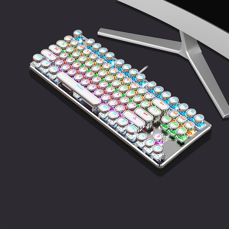 Steampunk 87-Key Wired Mechanical Keyboard and Mouse Set for Desktop and Laptop