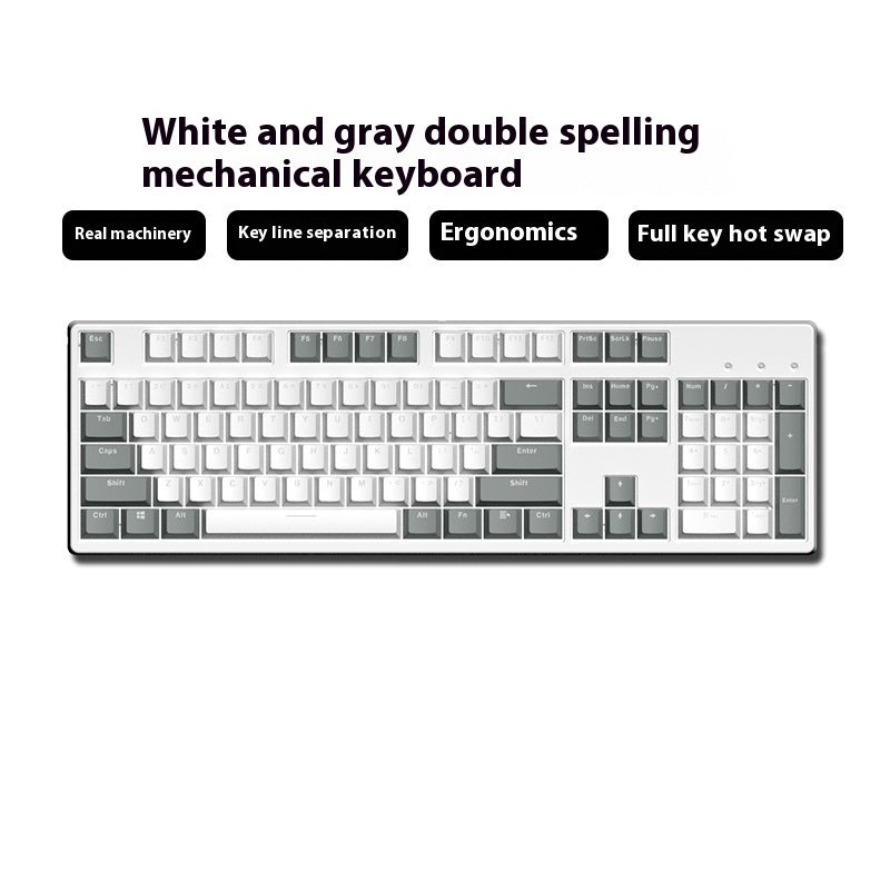 Wired Two-Color Mechanical Keyboard with Hot-Swappable Switches