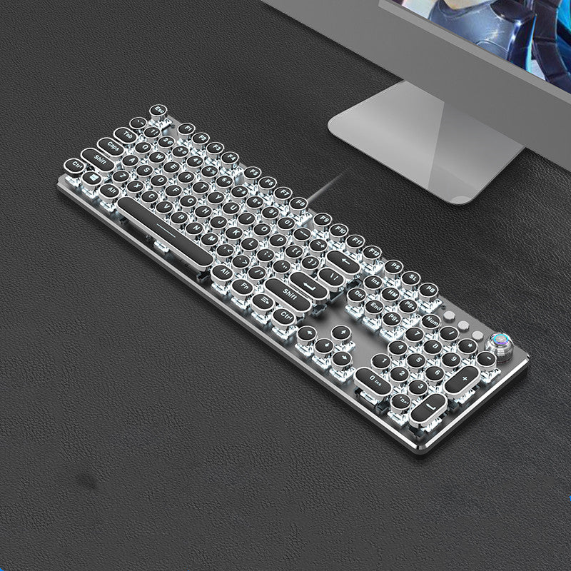 Steampunk 87-Key Wired Mechanical Keyboard and Mouse Set for Desktop and Laptop