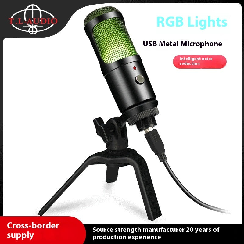 RGB Condenser Microphone for Gaming, Recording, and Live Broadcast