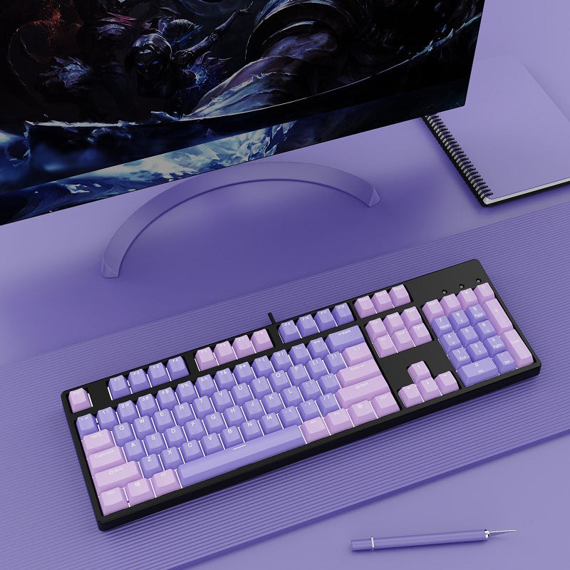 Wired Two-Color Mechanical Keyboard with Hot-Swappable Switches
