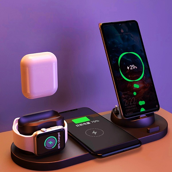 6-in-1 Wireless Fast Charging Dock for iPhone, Phone, and Watch